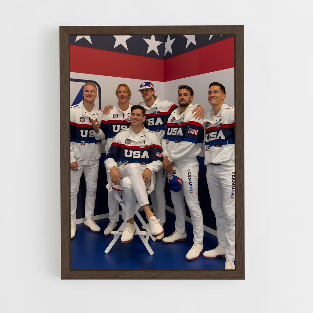 ap-usa national beach volleyball team-3 cadre Bois foncé