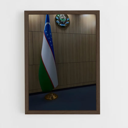 ap-uzbekistan flag-1 cadre Bois foncé