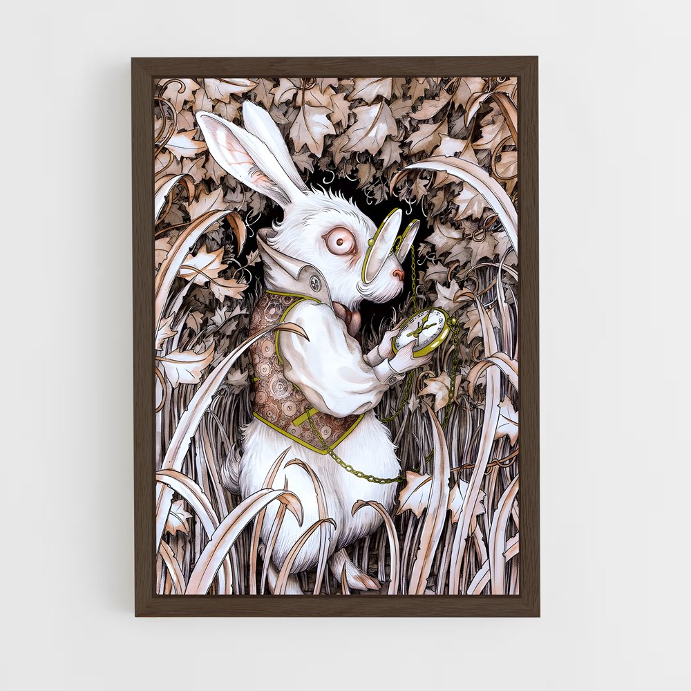 ap-white rabbit-2 cadre Bois foncé