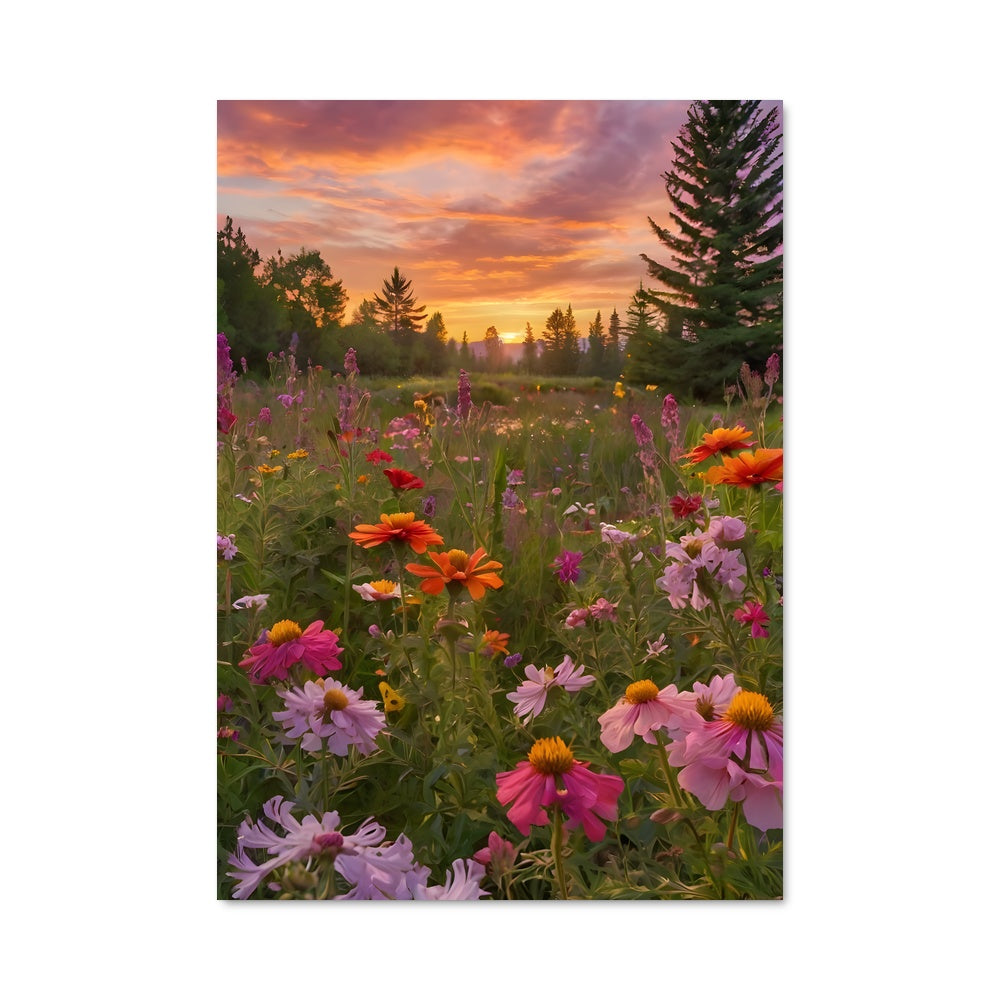 Poster Champ de Fleur au Crépuscule