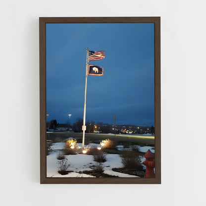 ap-wyoming flag-3 cadre Bois foncé