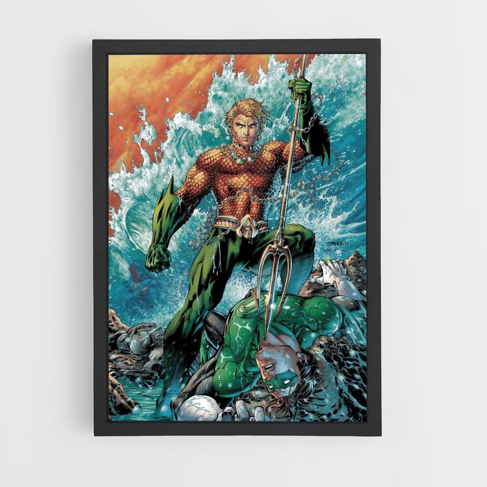 Poster Aquaman versus groene lantaarn