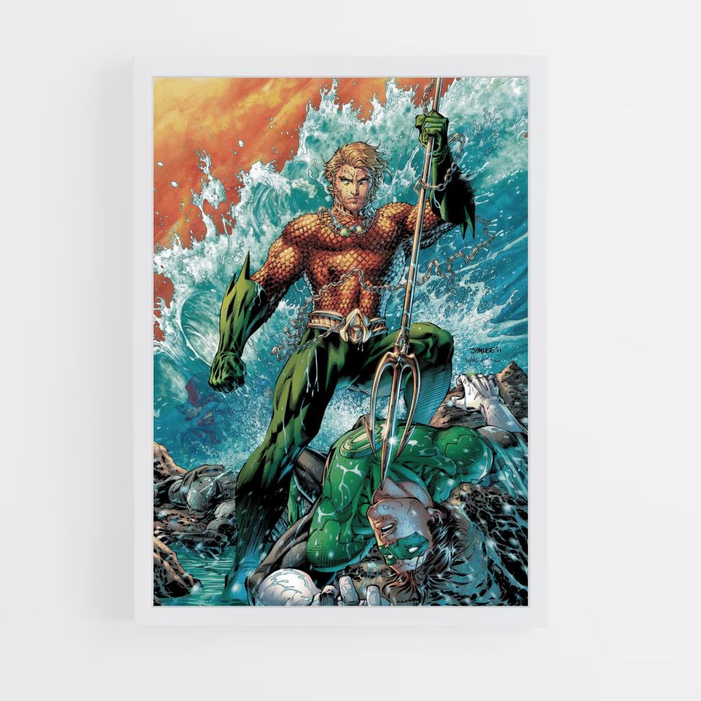 Poster Aquaman versus groene lantaarn