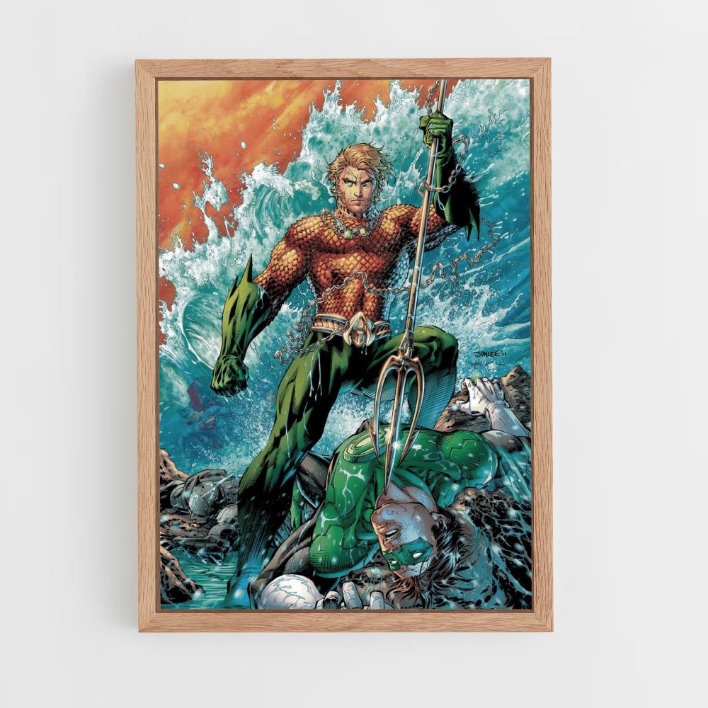 Poster Aquaman versus groene lantaarn