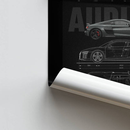 Poster Audi R8 Schematisch