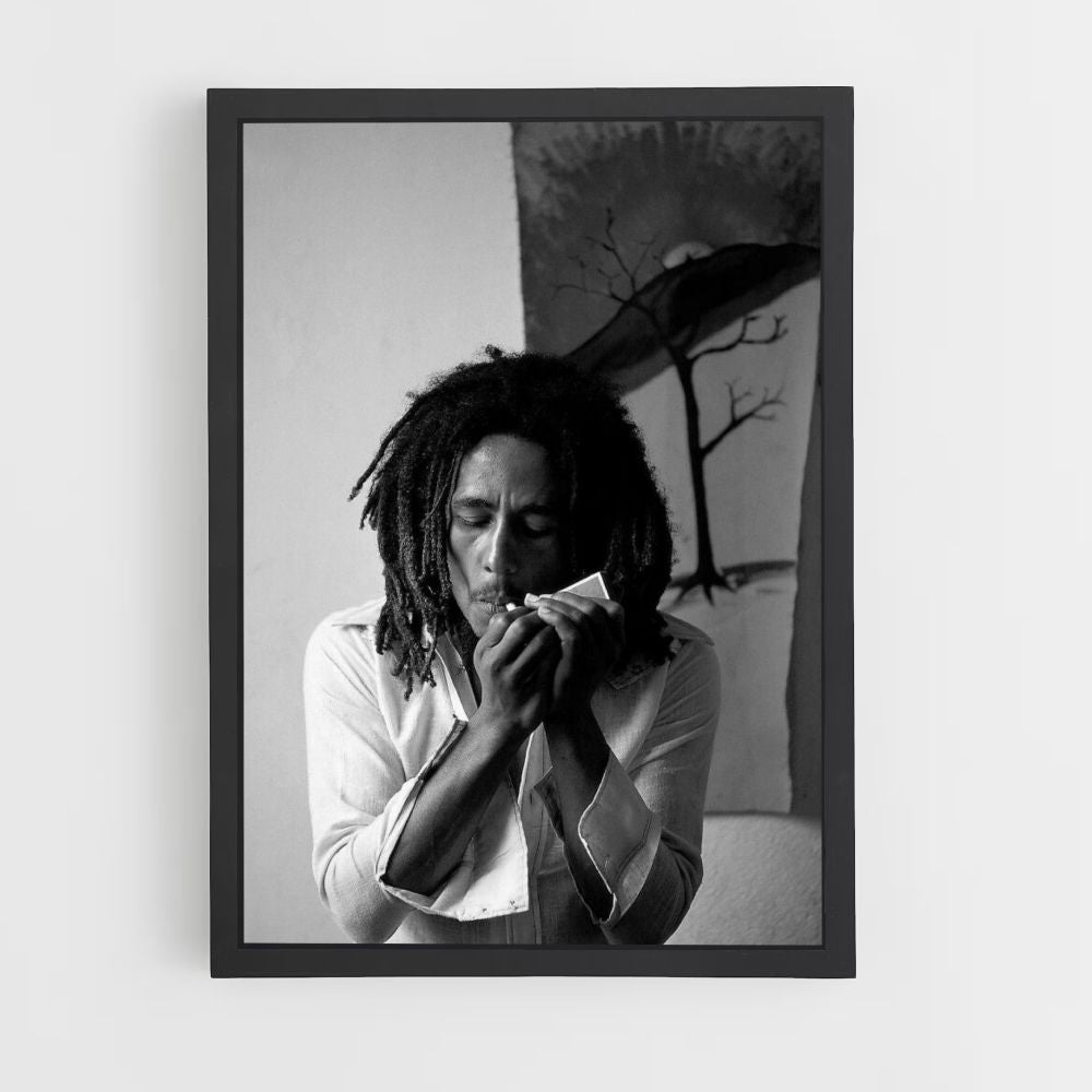 Poster Bob Marley rookt