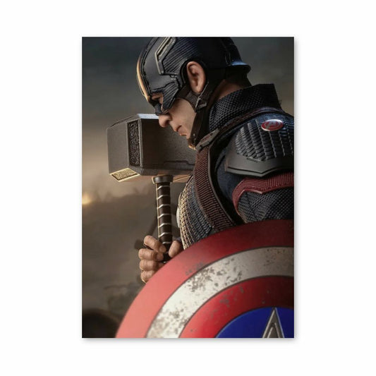 Affiche Kapitein America Mjolnir