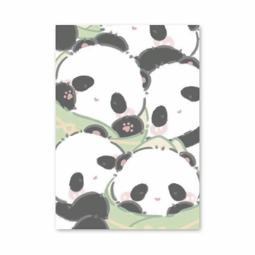 Poster Pandas Feuilles