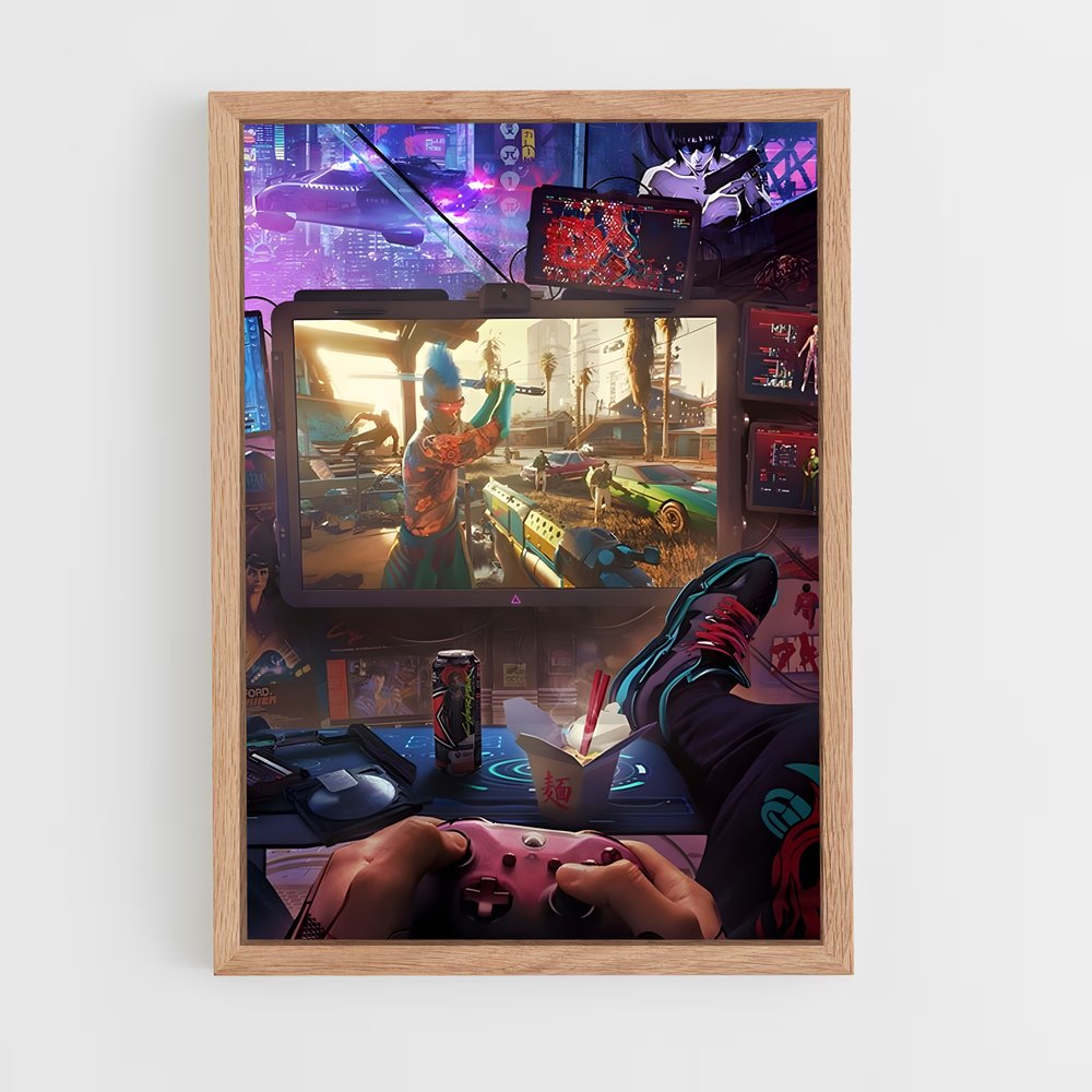 cyberpunk-1 cadre Bois clair