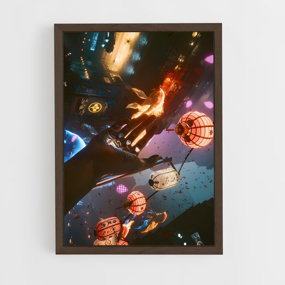 cyberpunk-14 cadre Bois foncé