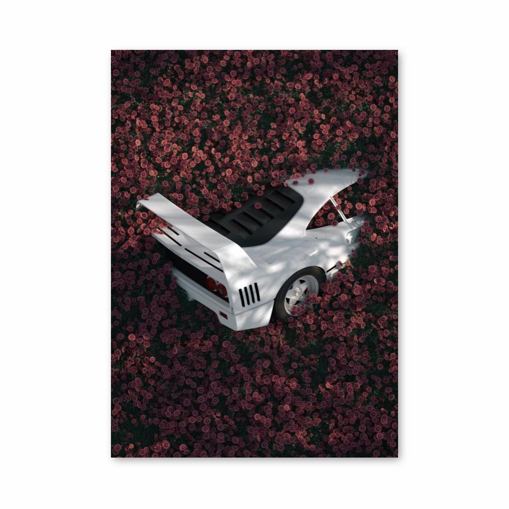 Poster Ferrari F40 Bloemen