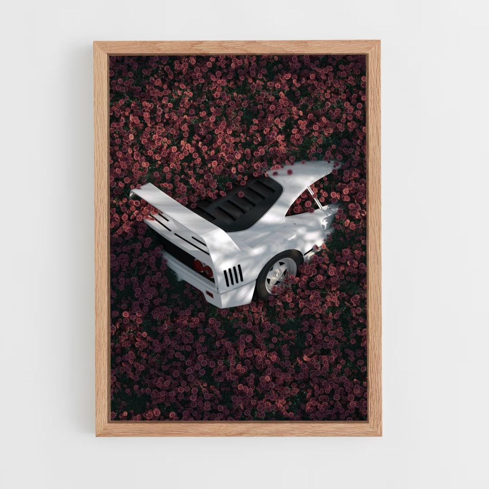 Poster Ferrari F40 Bloemen