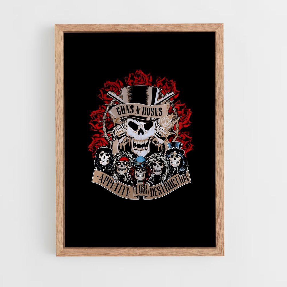 guns-n-roses-14 cadre Bois clair