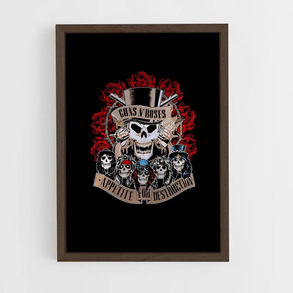 guns-n-roses-14 cadre Bois foncé