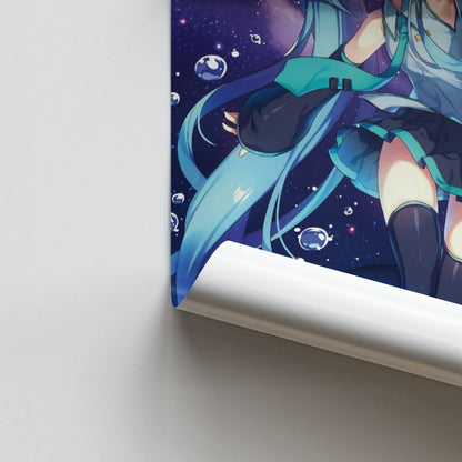 Poster Hatsune Miku Blauw