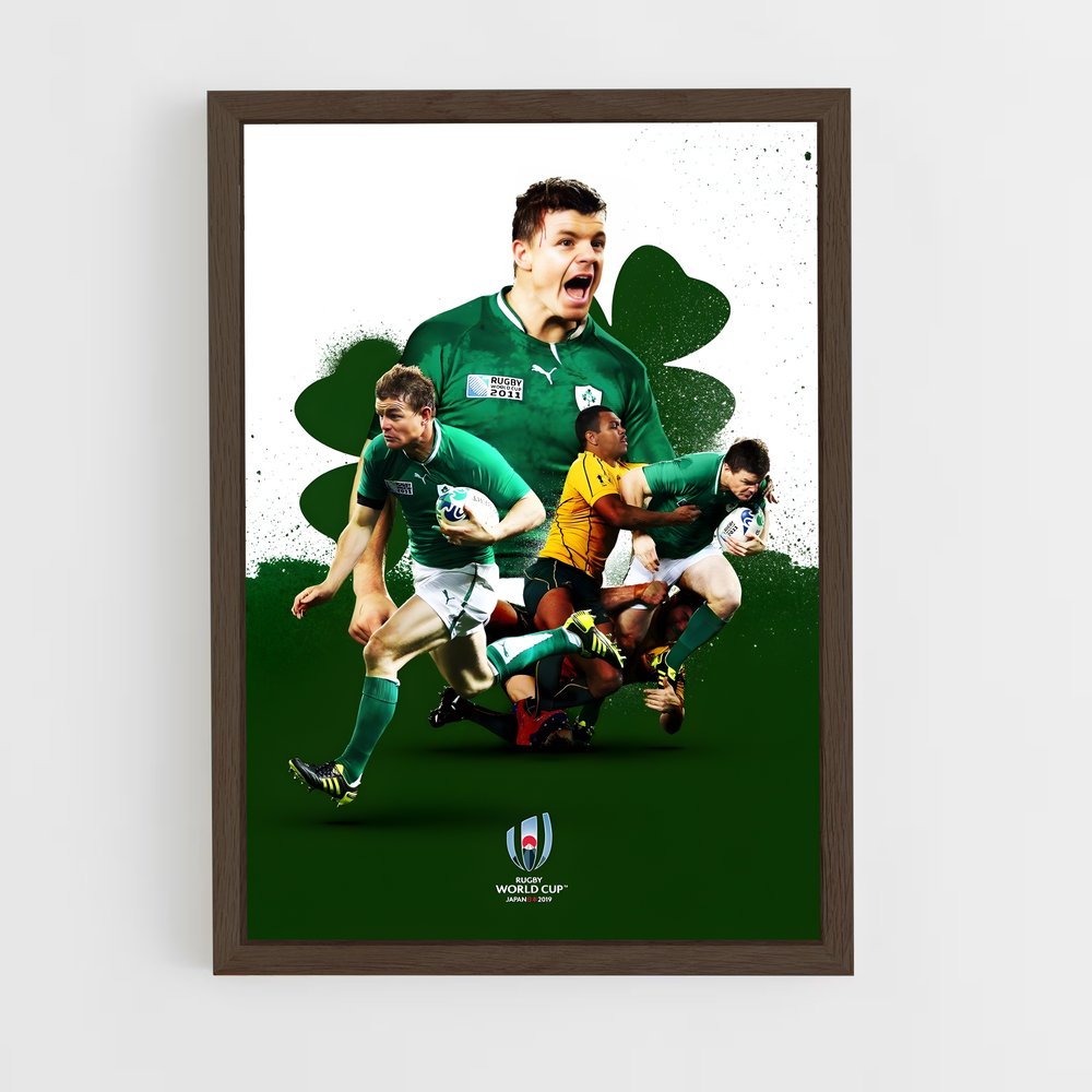 ireland-rugby-8 cadre Bois foncé