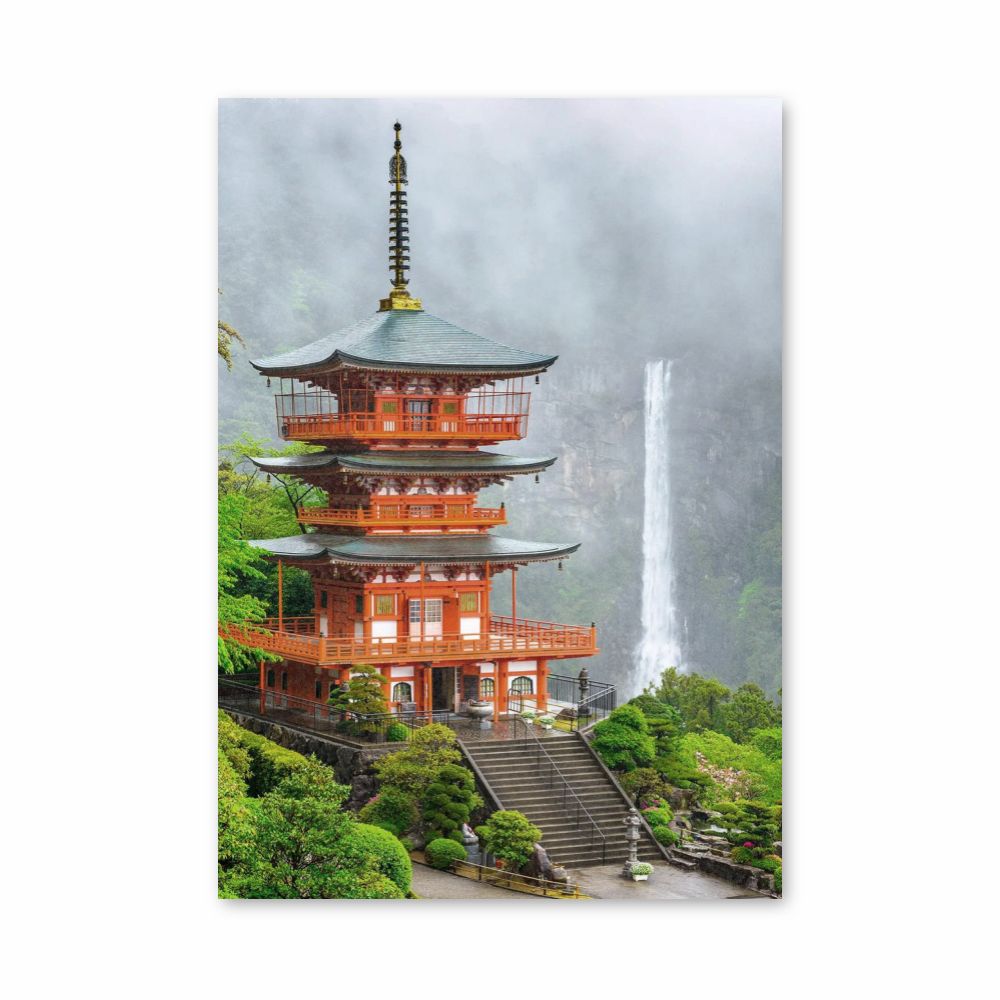 Poster De Tempelwaterval van Japan