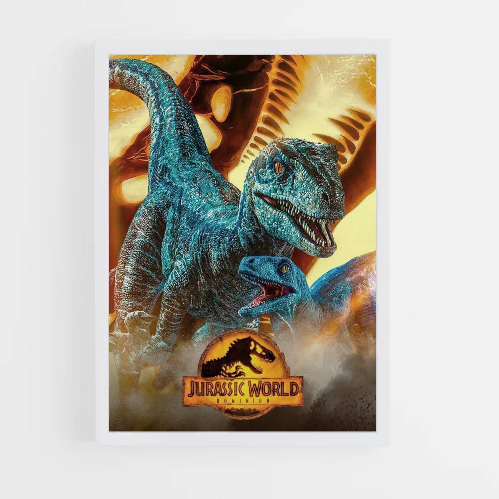 Raptor blauwe poster