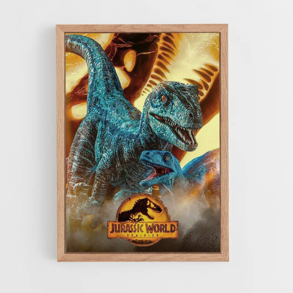 Raptor blauwe poster