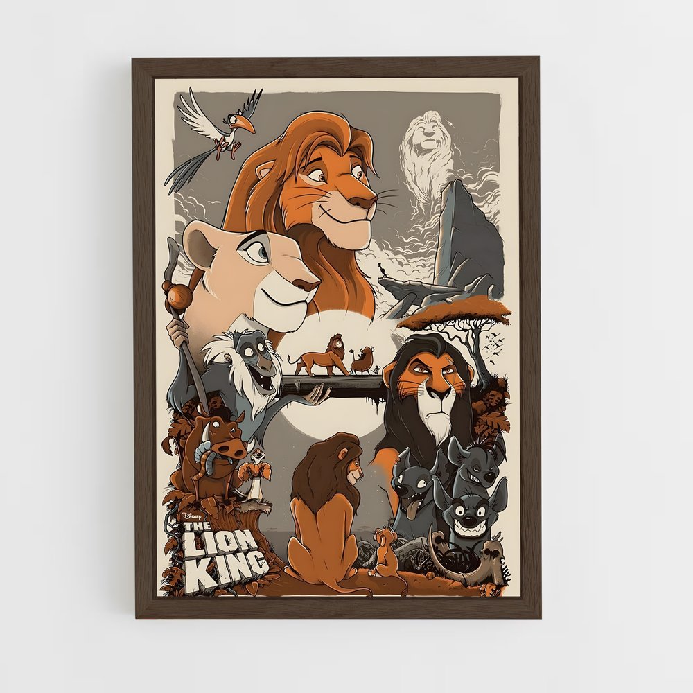 lion-king-6 cadre Bois foncé
