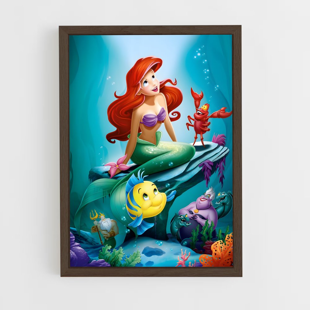 little-mermaid-1 cadre Bois foncé
