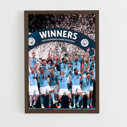 manchester-city-3 cadre Bois foncé