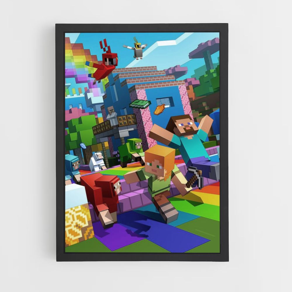 Poster Minecraft Regenboog