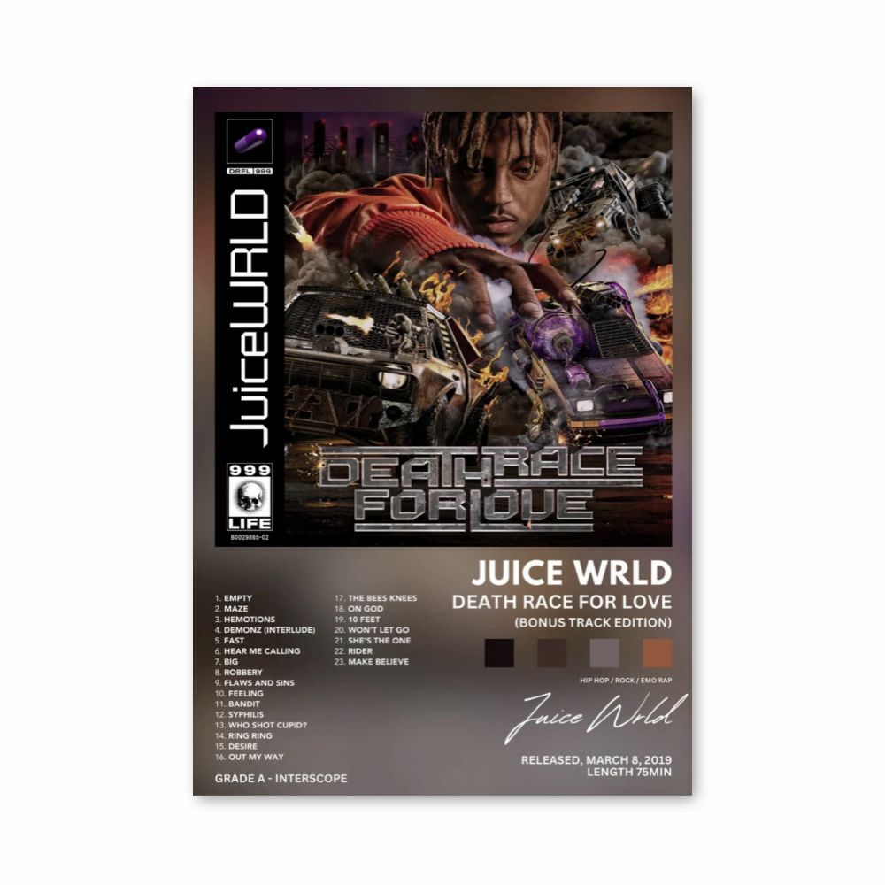 Poster Juice Wrld Doodsrace voor liefde