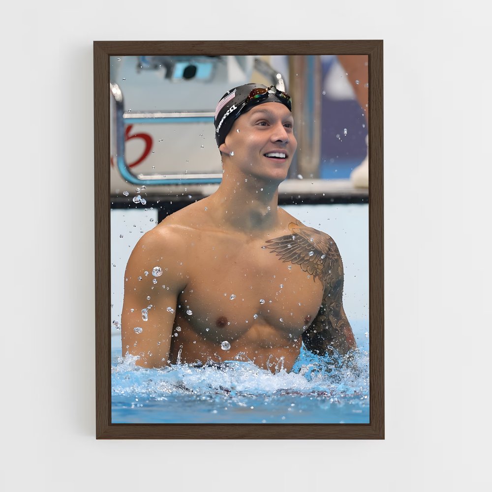 natation-13 cadre Bois foncé