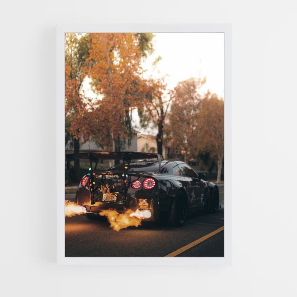 Poster Nissan GTR-vlammen