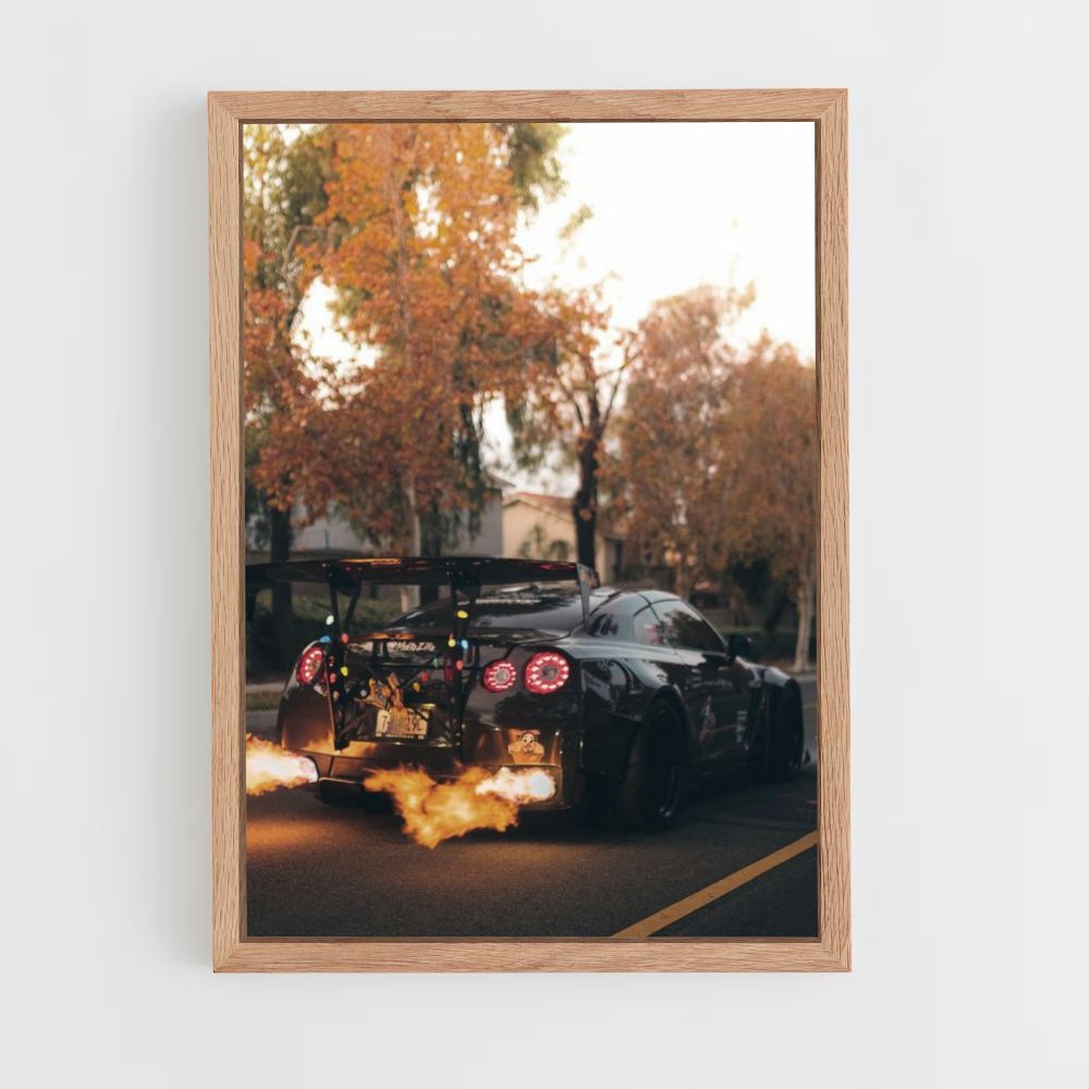 Poster Nissan GTR-vlammen