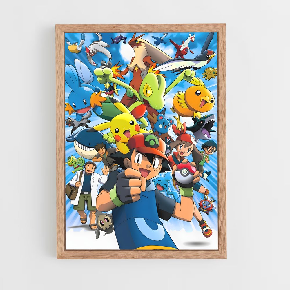 pokemon-4 cadre Bois clair