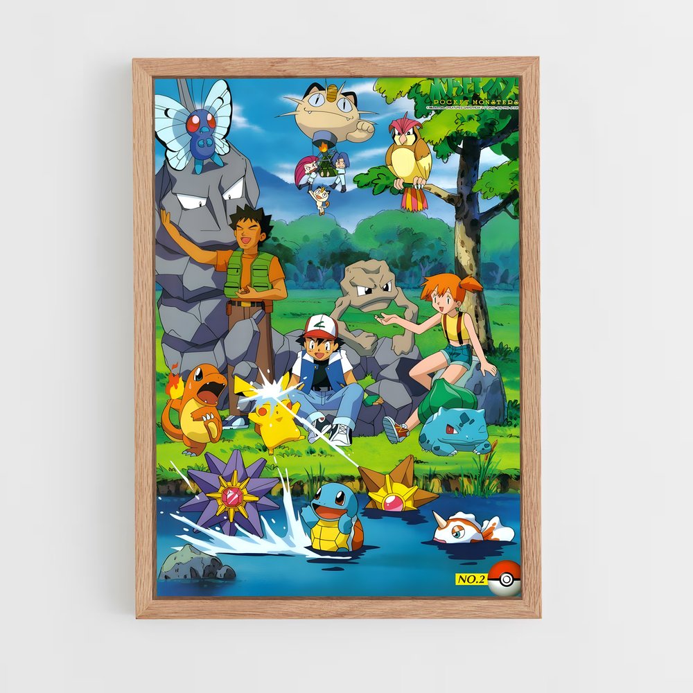 pokemon-6 cadre Bois clair