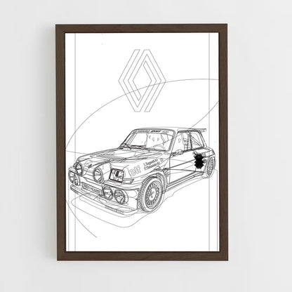 renault-12 cadre Bois foncé