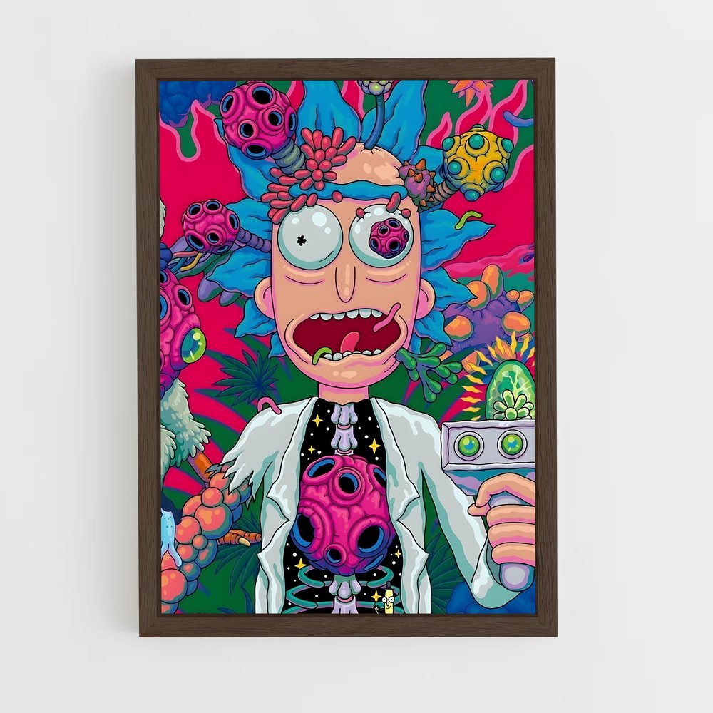 rick-and-morty-13 cadre Bois foncé