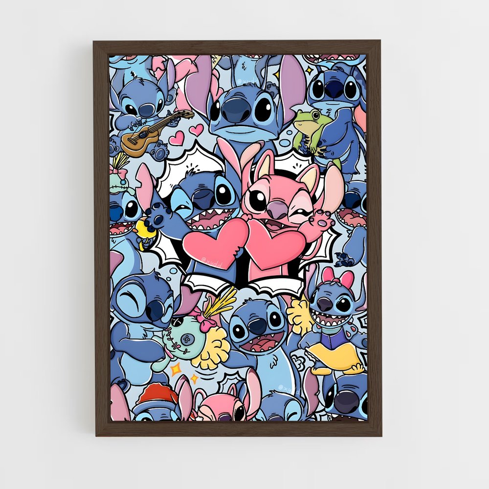 stitch-4 cadre Bois foncé