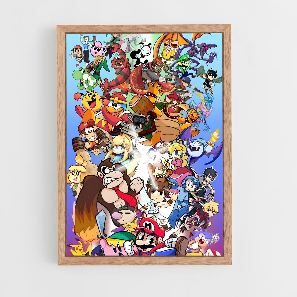 super-smash-bros-11 cadre Bois clair