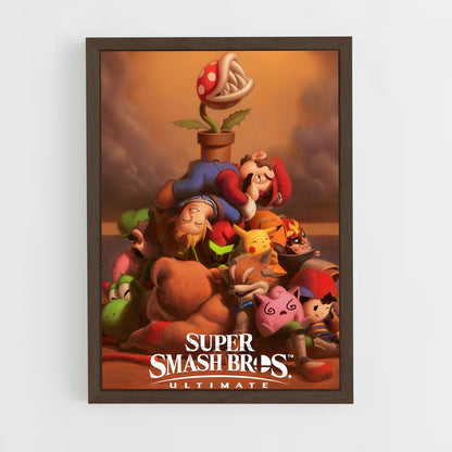 super-smash-bros-3 cadre Bois foncé