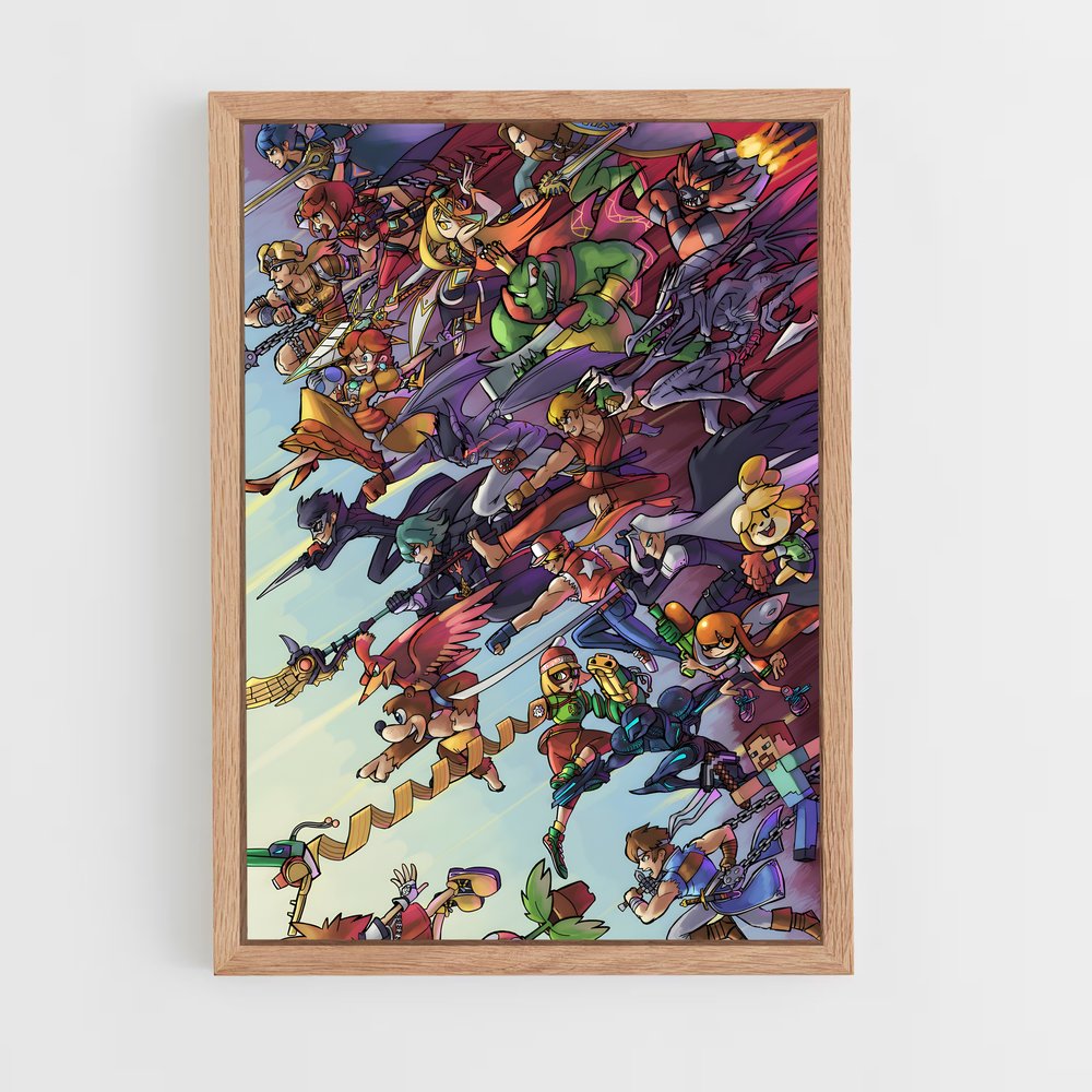 super-smash-bros-7 cadre Bois clair