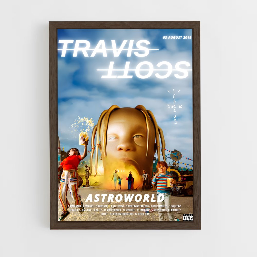 travis-scott-19 cadre Bois foncé