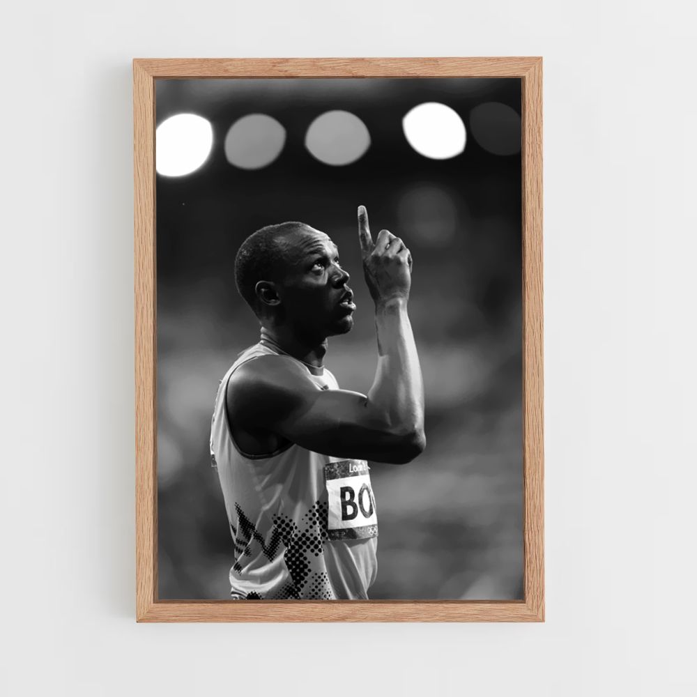 Poster Usain Bolt Zwart en Wit