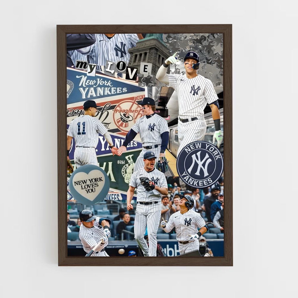 yankees-7 cadre Bois foncé