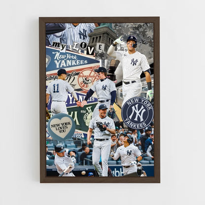 yankees-7 cadre Bois foncé